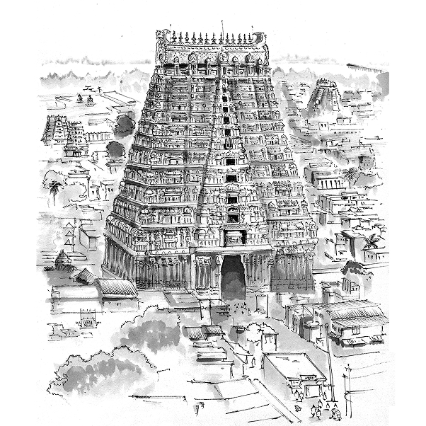Illustration of Thiruvarangam, from the Divya Desam book